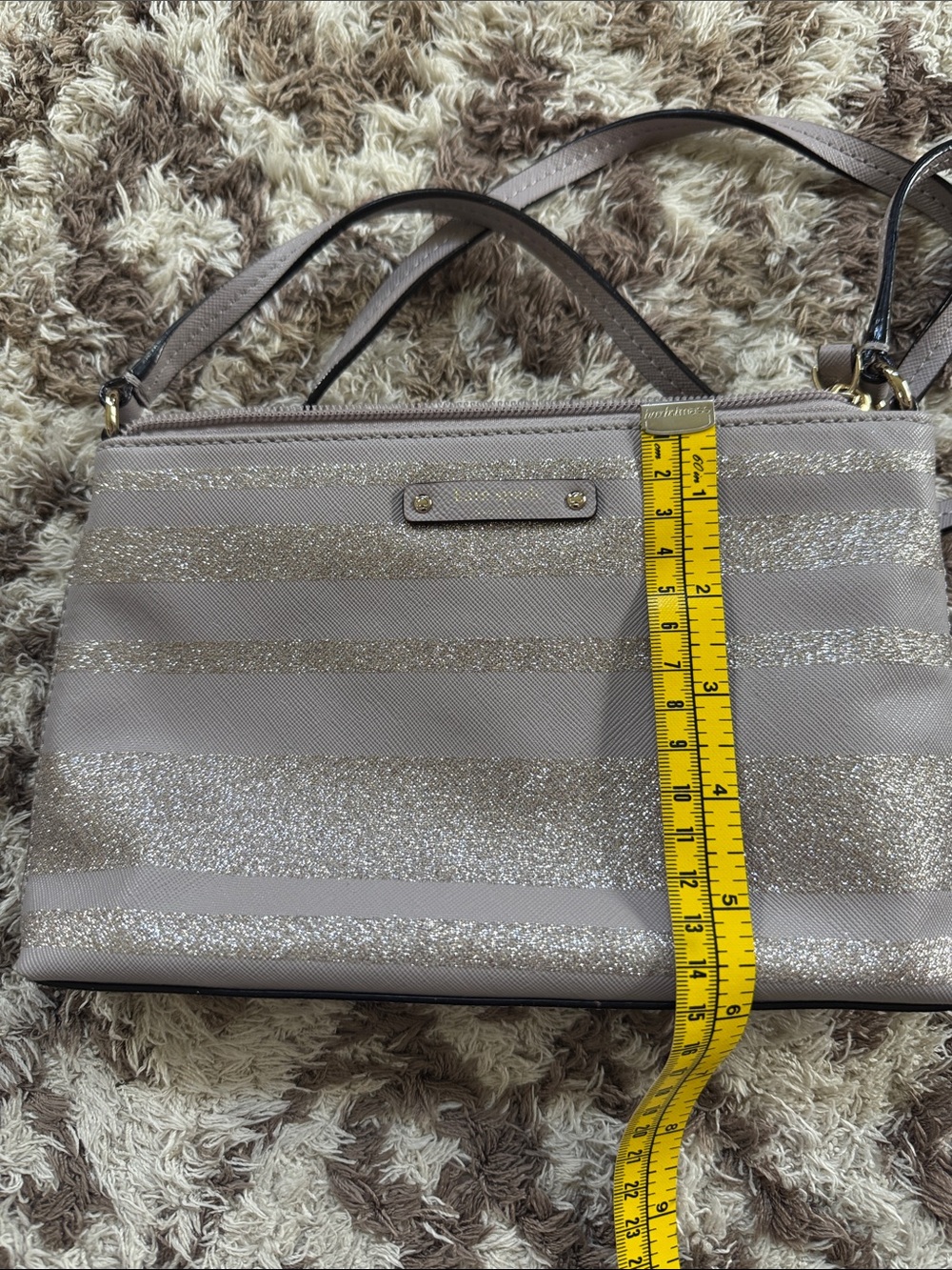 Soft purple Glitter Stripe Crossbody Bag